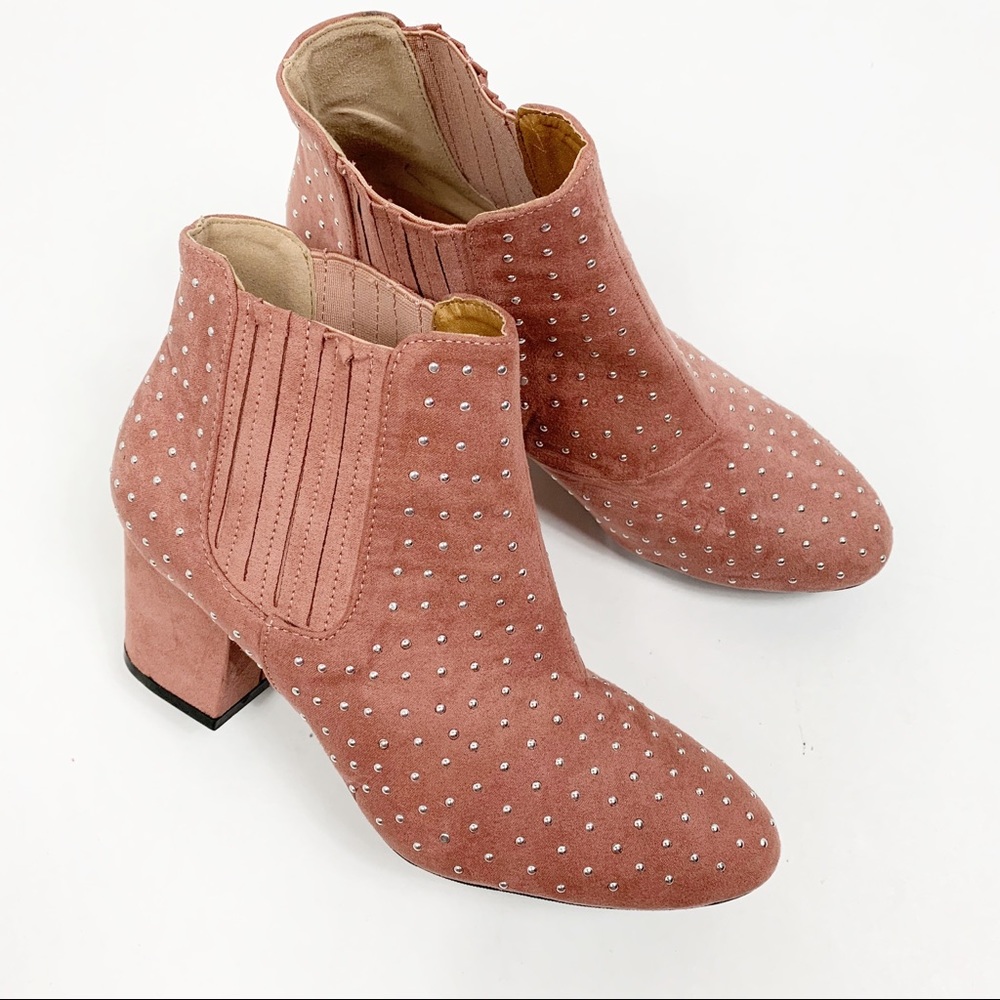 Charlotte Russe Muave Studded Chunky‎ Heels Booties